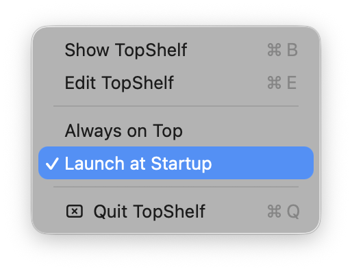 Launch at Startup enabled