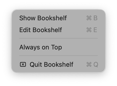 TopShelf menu bar options